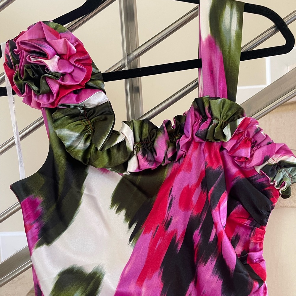 Pink Floral elegant Ruffle Dress - Picture 3 of 12
